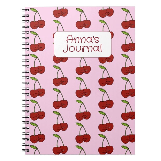 Kawaii Cherries Journal för Girls Anteckningsbok (Framsidan)