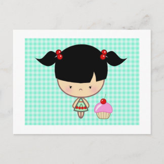 Kawaii Cherry Cuptårta Vykort