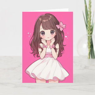 Kawaii Chibi Anime Girl Rosa Helgkort