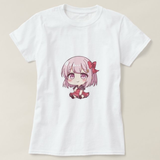 Kawaii Chibi Anime Girl T-shirt (Design framsida)