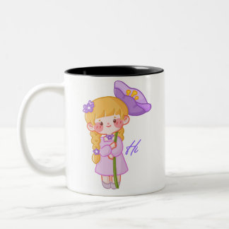 Kawaii Chibi Flicka Mugg | Söt Blomma Flickan Kaff