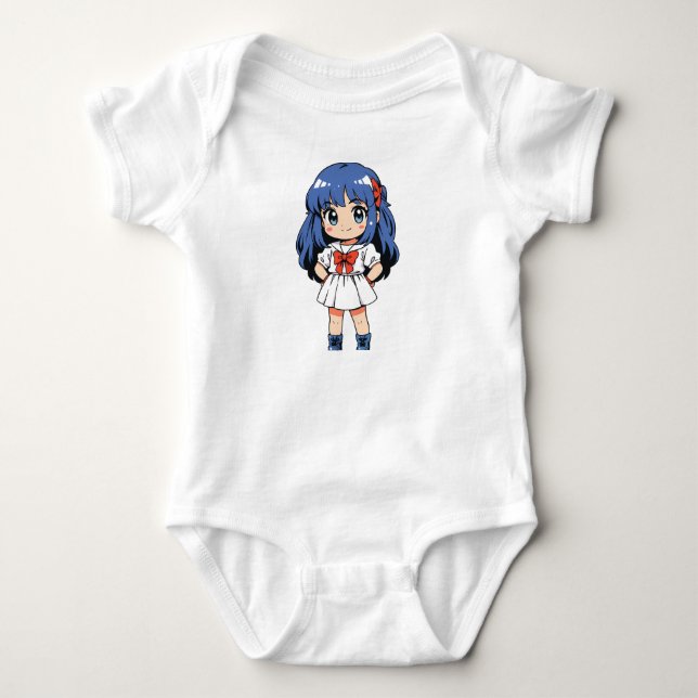 Kawaii Chibi Karaktärs Bodysuit T Shirt (Framsida)