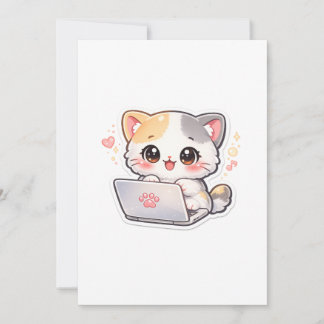 Kawaii, Chibi, Katt, Bärbar dator, Tackkort Tack Kort
