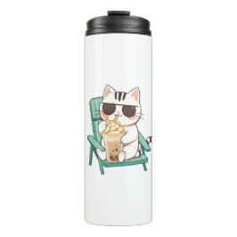 Kawaii Chibi Katt i Solglasögon som Dricker Frappè