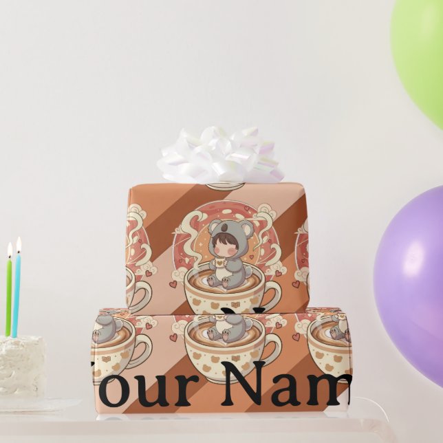 Kawaii Chibi Koala Adventure Gift Wrapping Paper Presentpapper (Festgåvor)