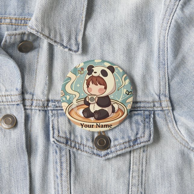 Kawaii Chibi Panda Button Pin Badge Knapp (In Situ)
