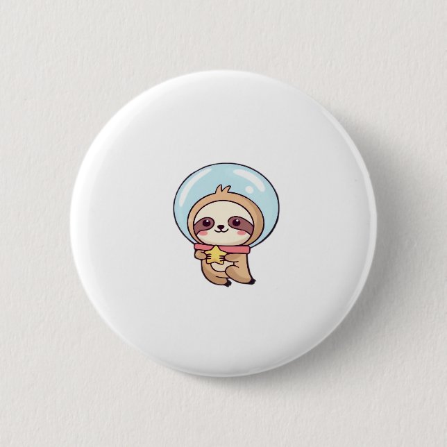 Kawaii Chibi Sloth Astronaut � Cute Space Sloth Ca Knapp (Framsida)