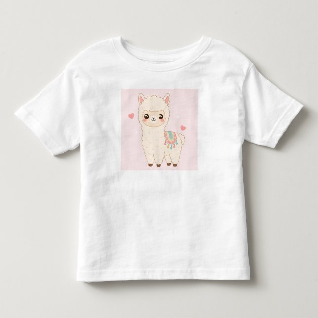 Kawaii Chibi Söt Alpaca Llama t-shirt (Framsida)