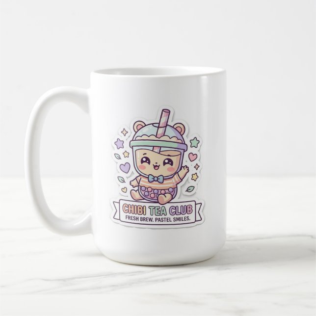 Kawaii Chibi Tea Club Söt Björn Boba Kaffe Mugg  (Vänster)