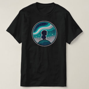 Kawaii Chibi Traveler under Aurora BLACK ENDAST T Shirt