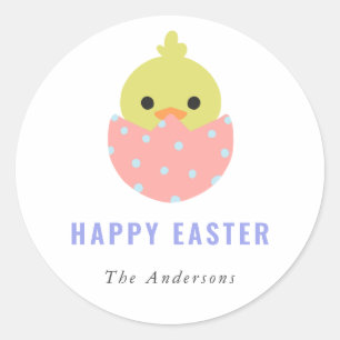 Kawaii Chick Glad påsk Cute Soft Pastel Färg Runt Klistermärke