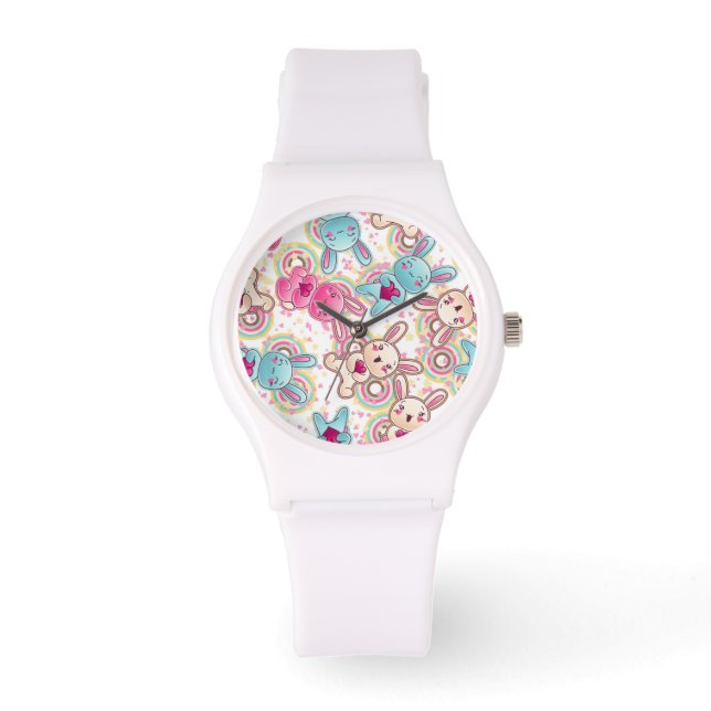 Kawaii Child Mönster med Cute Doodles Armbandsur (Framsida)