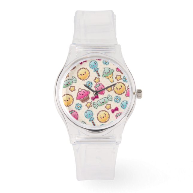 Kawaii child mönster med söta dockor armbandsur (Framsida)