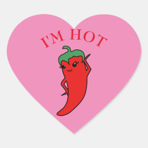 Kawaii Chili Pepper Diva Anpassad Hjärtformat Klistermärke