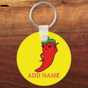 Kawaii Chilipeppar Diva Anpassad Nyckelring