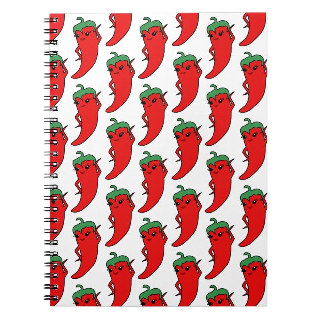 Kawaii Chilipeppar Ritningsmönster Anteckningsbok (Framsidan)