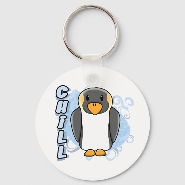 Kawaii Chill Penguin Keychain Nyckelring (Framsida)