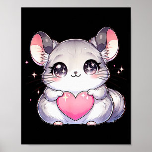 Kawaii Chinchilla Alla hjärtans dag Barn Tonåring Poster