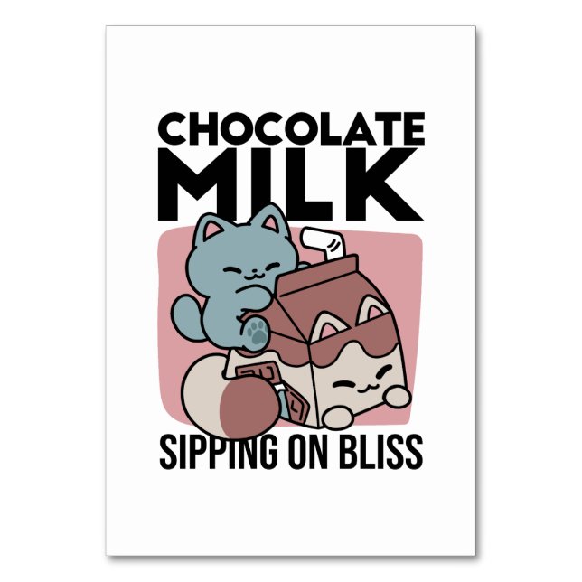 Kawaii Chocolate Milk Cat – Cozy Drink & Cuteness  Bordsnummer (Framsidan)