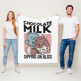Kawaii Chocolate Milk Cat – Cozy Drink & Cuteness  Fleecefilt