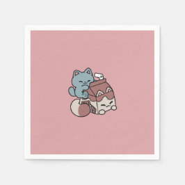 Kawaii Chocolate Milk Cat – Cozy Drink & Cuteness  Pappersservett