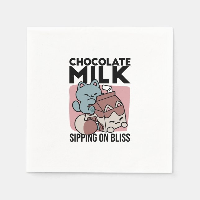 Kawaii Chocolate Milk Cat – Cozy Drink & Cuteness  Pappersservett (Framsidan)