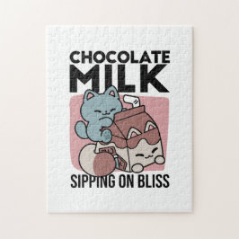Kawaii Chocolate Milk Cat – Cozy Drink & Cuteness  Pussel