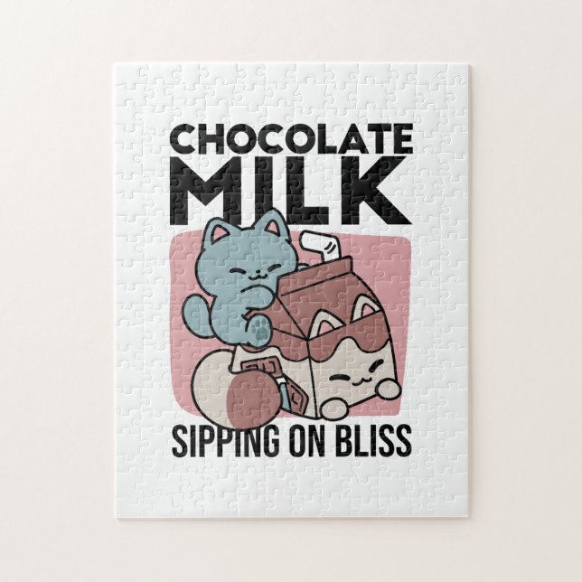 Kawaii Chocolate Milk Cat – Cozy Drink & Cuteness  Pussel (Vertikal)