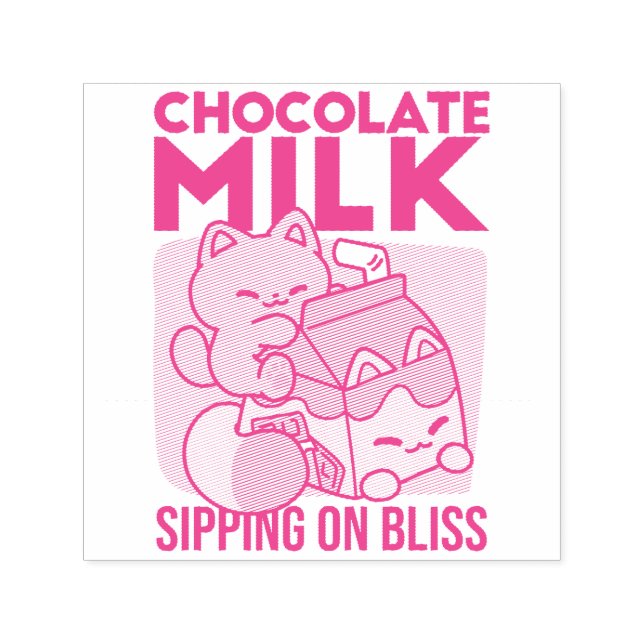Kawaii Chocolate Milk Cat – Cozy Drink & Cuteness  Självfärgande Stämpel (Design)