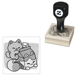 Kawaii Chocolate Milk Cat – Cozy Drink & Cuteness  Stämpel