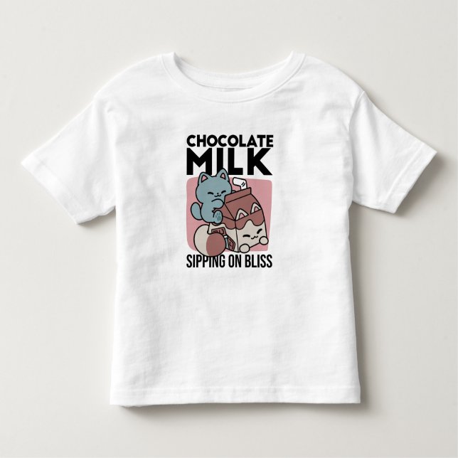 Kawaii Chocolate Milk Cat – Cozy Drink & Cuteness  T Shirt (Framsida)