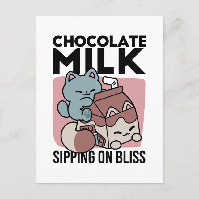 Kawaii Chocolate Milk Cat – Cozy Drink & Cuteness  Vykort (Framsida)