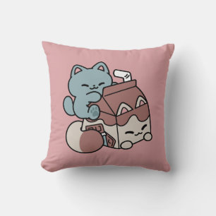 Kawaii chokladmjölk katt – mysig dryck och sötma kudde