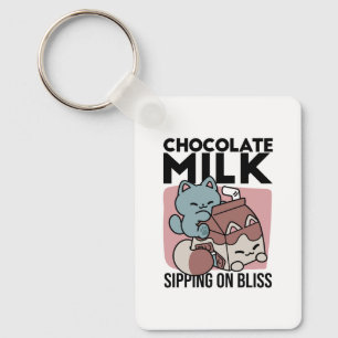 Kawaii chokladmjölk katt – mysig dryck och sötma nyckelring