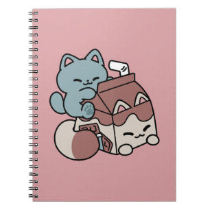 Kawaii Chokladmjölk Katt – Mysig Dryck & Söthet Anteckningsbok