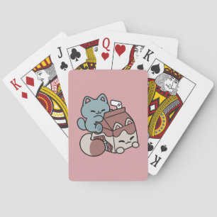 Kawaii Chokladmjölk Katt – Mysig Dryck & Söthet  Casinokort