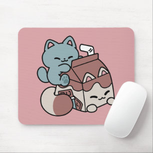 Kawaii Chokladmjölk Katt – Mysig Dryck & Söthet Musmatta