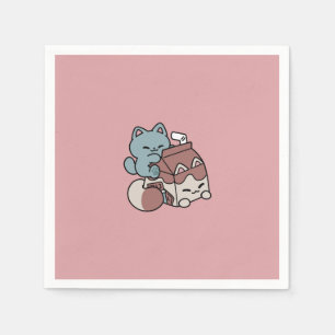Kawaii Chokladmjölk Katt – Mysig Dryck & Söthet Pappersservett