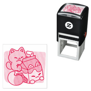 Kawaii Chokladmjölk Katt – Mysig Dryck & Söthet Självfärgande Stämpel