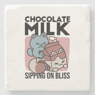 Kawaii Chokladmjölk Katt – Mysig Dryck & Söthet Stenunderlägg