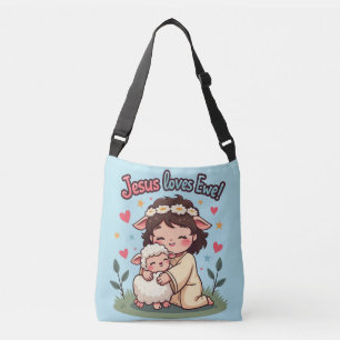 Kawaii Christian Jesus Kärlek Ewe Pastel Design Axelväska