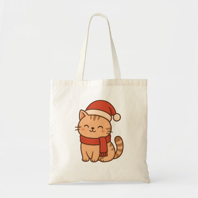 Kawaii Christmas Cat with Scarf Tygkasse (Framsidan)