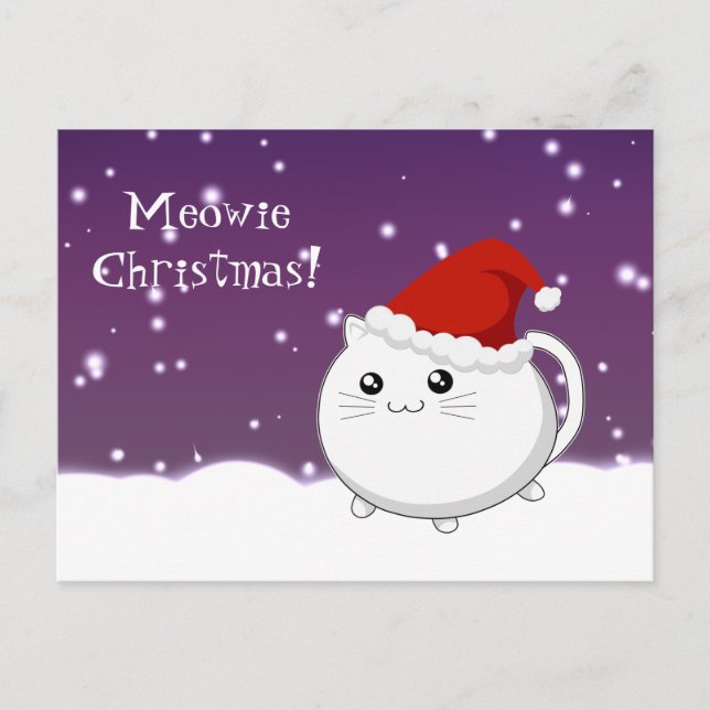 Kawaii christmas kitty cat helg vykort (Framsida)
