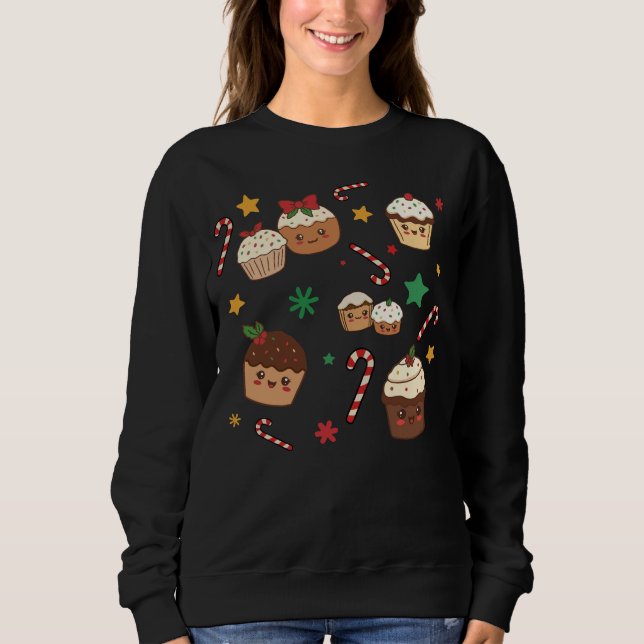 Kawaii Christmas Muffins T Shirt (Framsida)