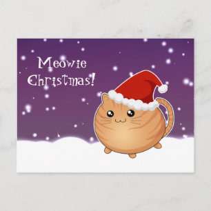 Kawaii christmas orange tabby kattunge helg vykort