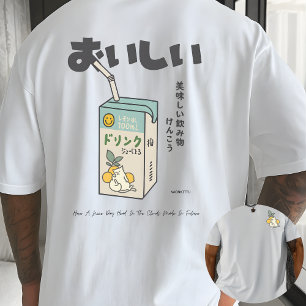 Kawaii citronjuice låda katt japansk estetik t shirt