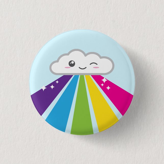 Kawaii Cloud and Rainbow Button Knapp (Framsida)