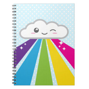 Kawaii Cloud and Rainbow Notebook Anteckningsbok