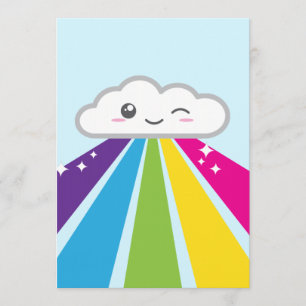 Kawaii Cloud and Rainbow Party bjudande Inbjudningar