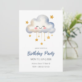 Kawaii Cloud Födelsedagsfest inbjudan